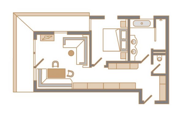 Skizze der Suite Feuerlilie im Alpenhof 