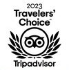 Das Logo von Tripadvisor für die Travelers' Choice-Auszeichnung 2023, gekrönt von einem Eulen-Symbol.